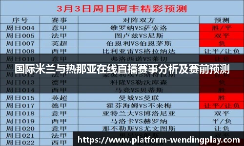 国际米兰与热那亚在线直播赛事分析及赛前预测